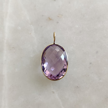 Natural Pink Amethyst Pendant, 14K Solid Yellow Gold Pink Amethyst Pendant, February Birthstone, Christmas Present, Pink Amethyst Jewelry