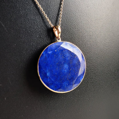 Natural Lapis Lazuli Pendant, 14K Solid Yellow Gold Lapis Lazuli Pendant, Bezel Pendant, September Birthstone, Lapis Jewelry, Christmas Gift