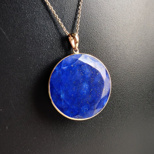 Natural Lapis Lazuli Pendant, 14K Solid Yellow Gold Lapis Lazuli Pendant, Bezel Pendant, September Birthstone, Lapis Jewelry, Christmas Gift