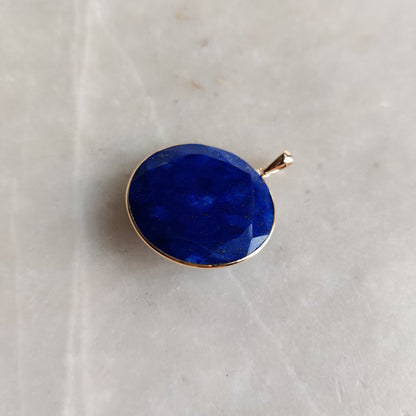 Natural Lapis Lazuli Pendant, 14K Solid Yellow Gold Lapis Lazuli Pendant, Bezel Pendant, September Birthstone, Lapis Jewelry, Christmas Gift