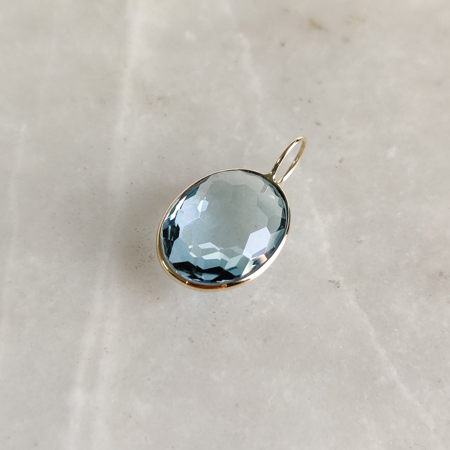 Natural Sky Blue Topaz Pendant, 14K Solid Gold Sky Blue Topaz Pendant, Solid Gold Pendant Necklace, December Birthstone, Christmas Gift,