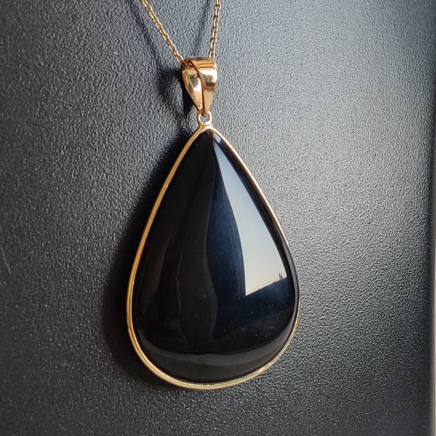 Natural Black Onyx Pendant, 14K Solid Yellow Gold Black Onyx Pendant, Solid Gold Pendant Necklace, December Birthstone, Christmas Present