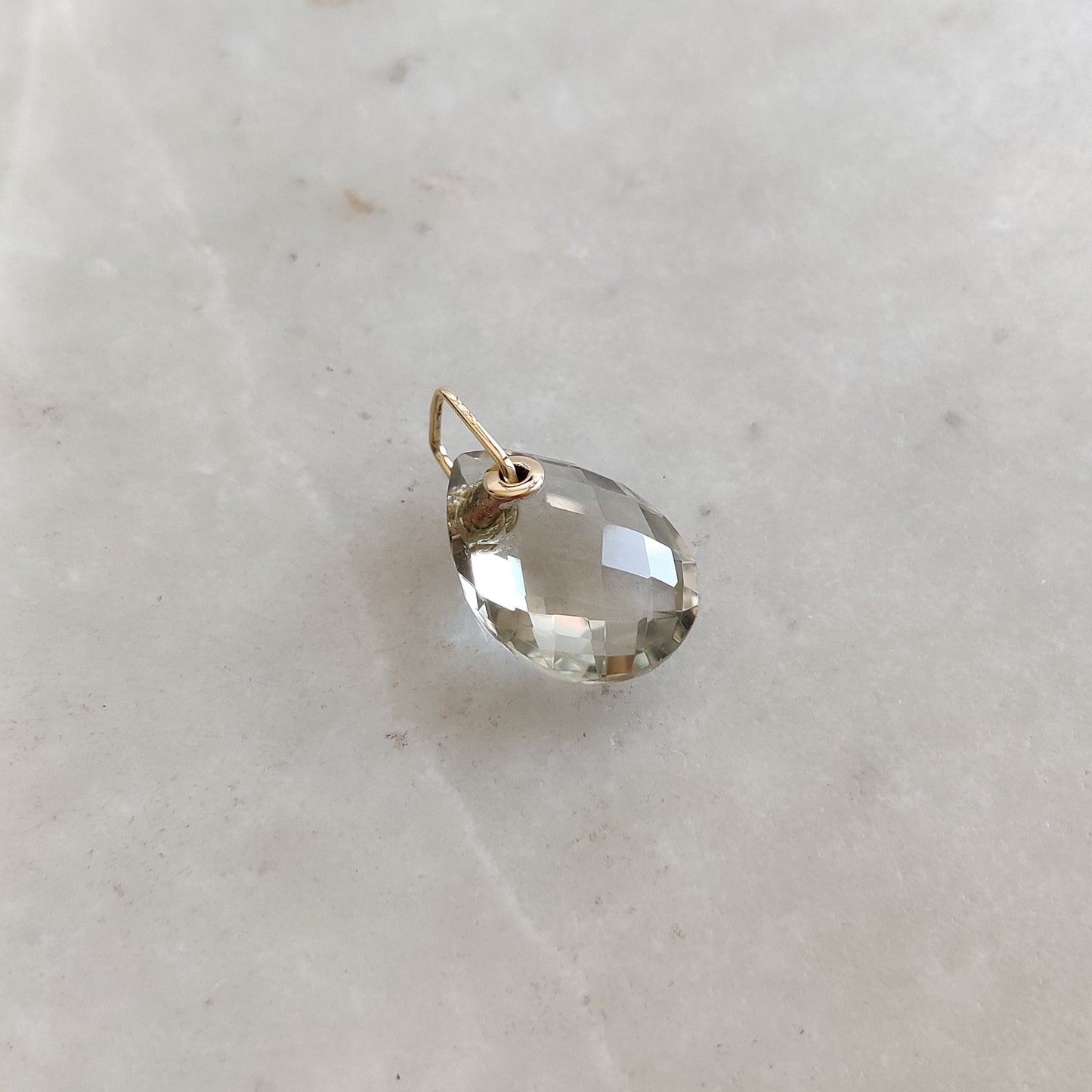 Natural Green Amethyst Pendant, 14K Solid Gold Green Amethyst Pendant, Solid Gold Drill Pendant, February Birthstone, Drill Pendant