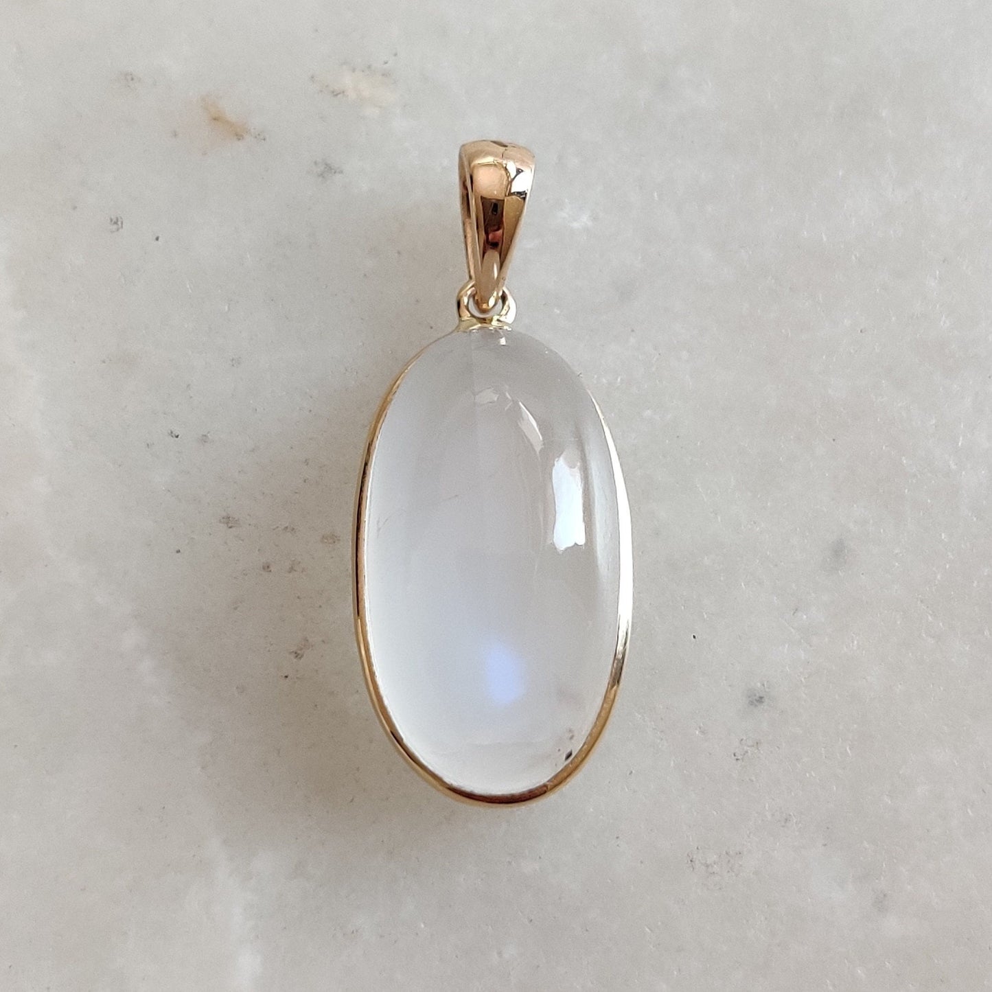 Natural Rainbow Moonstone Necklace, 14K Solid Yelloe Gold Moonstone Pendant, Blue Moonstone Jewelry, Christmas Gift, June Birthstone