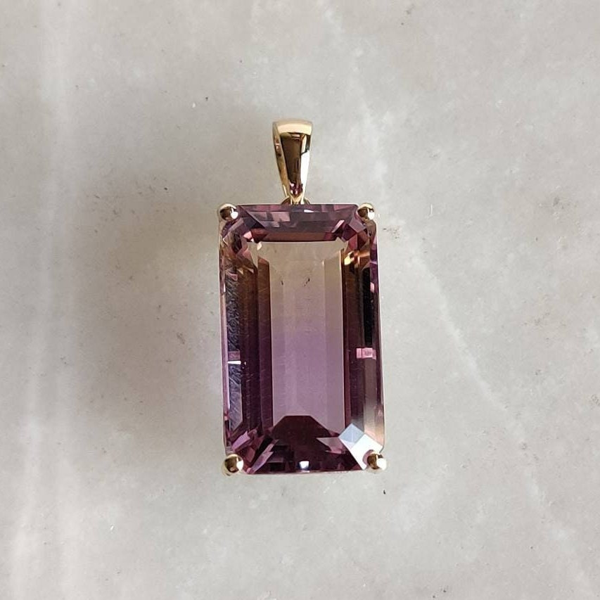 Natural Ametrine Pendant, 14K Solid Yellow Gold Ametrine Pendant, February & November Birthstone, Christmas Present, Ametrine Jewelry