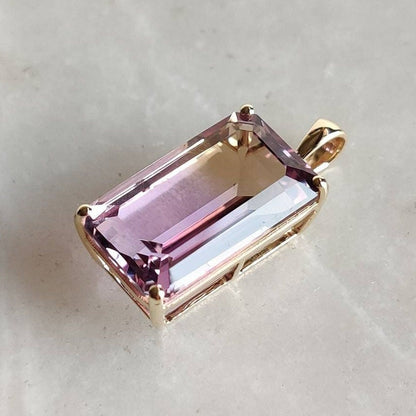 Natural Ametrine Pendant, 14K Solid Yellow Gold Ametrine Pendant, February & November Birthstone, Christmas Present, Ametrine Jewelry