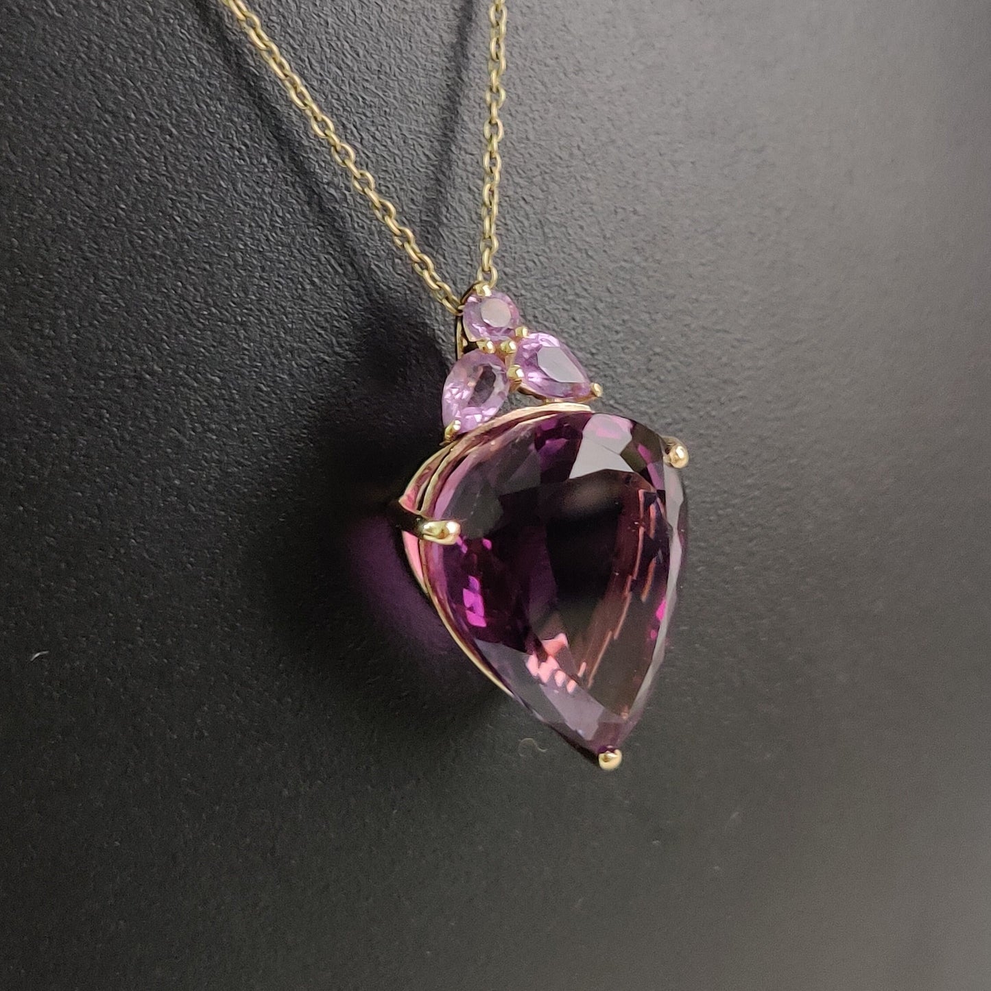 Natural Purple Pink Amethyst Pendant, 14K Solid Yellow Gold Purple Amethyst Pink Amethyst Pendant, February Birthstone, Christmas Gift