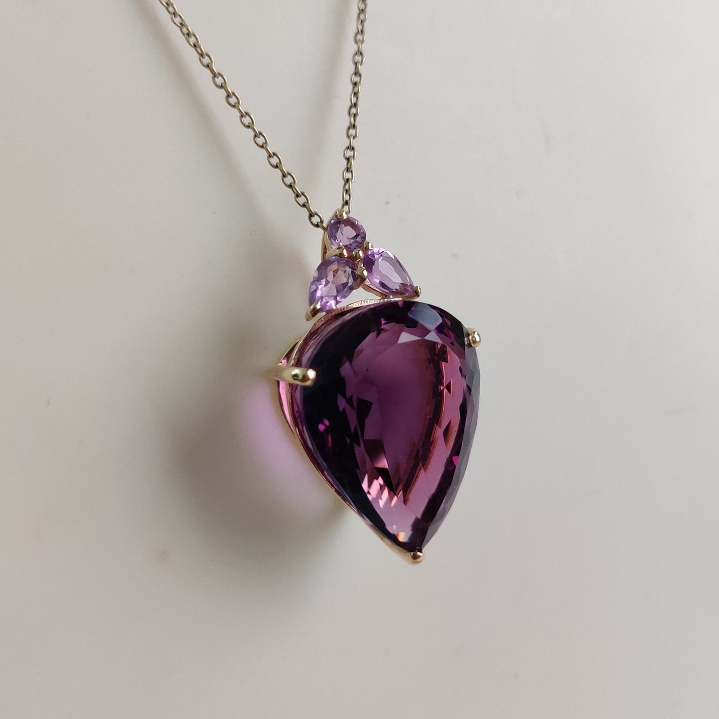 Natural Purple Pink Amethyst Pendant, 14K Solid Yellow Gold Purple Amethyst Pink Amethyst Pendant, February Birthstone, Christmas Gift