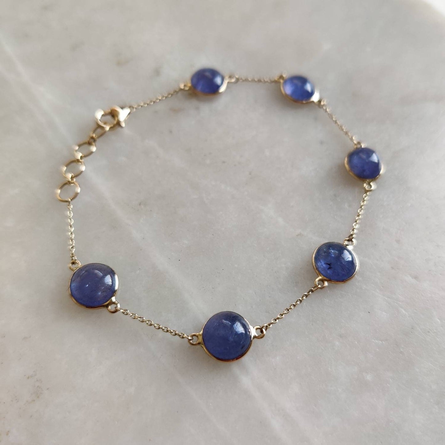 Natural Tanzanite Bracelet, 14K Yellow Gold Tanzanite Bracelet, Chain Bracelet, Dainty Bracelet, December Birthstone, Tanzanite Jewelry