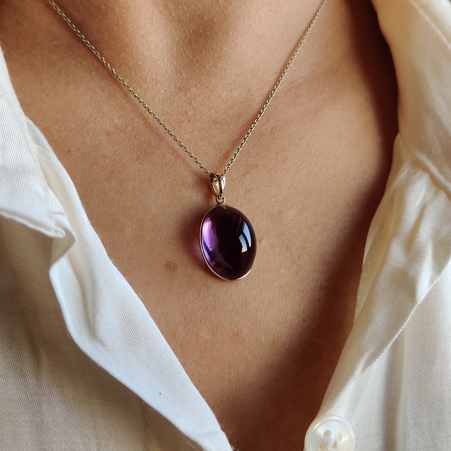 Natural Purple Amethyst Pendant, 14K Solid Gold Purple Amethyst Pendant, Solid Gold Bezel Pendant, February Birthstone, Christmas Gift