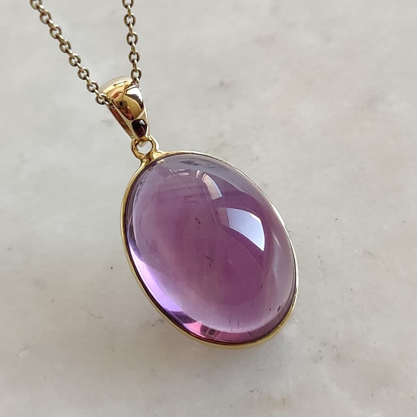 Natural Purple Amethyst Pendant, 14K Solid Gold Purple Amethyst Pendant, Solid Gold Bezel Pendant, February Birthstone, Christmas Gift