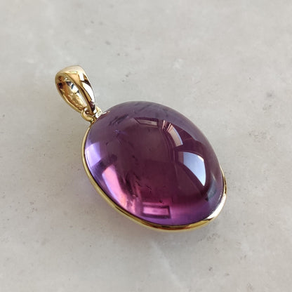 Natural Purple Amethyst Pendant, 14K Solid Gold Purple Amethyst Pendant, Solid Gold Bezel Pendant, February Birthstone, Christmas Gift