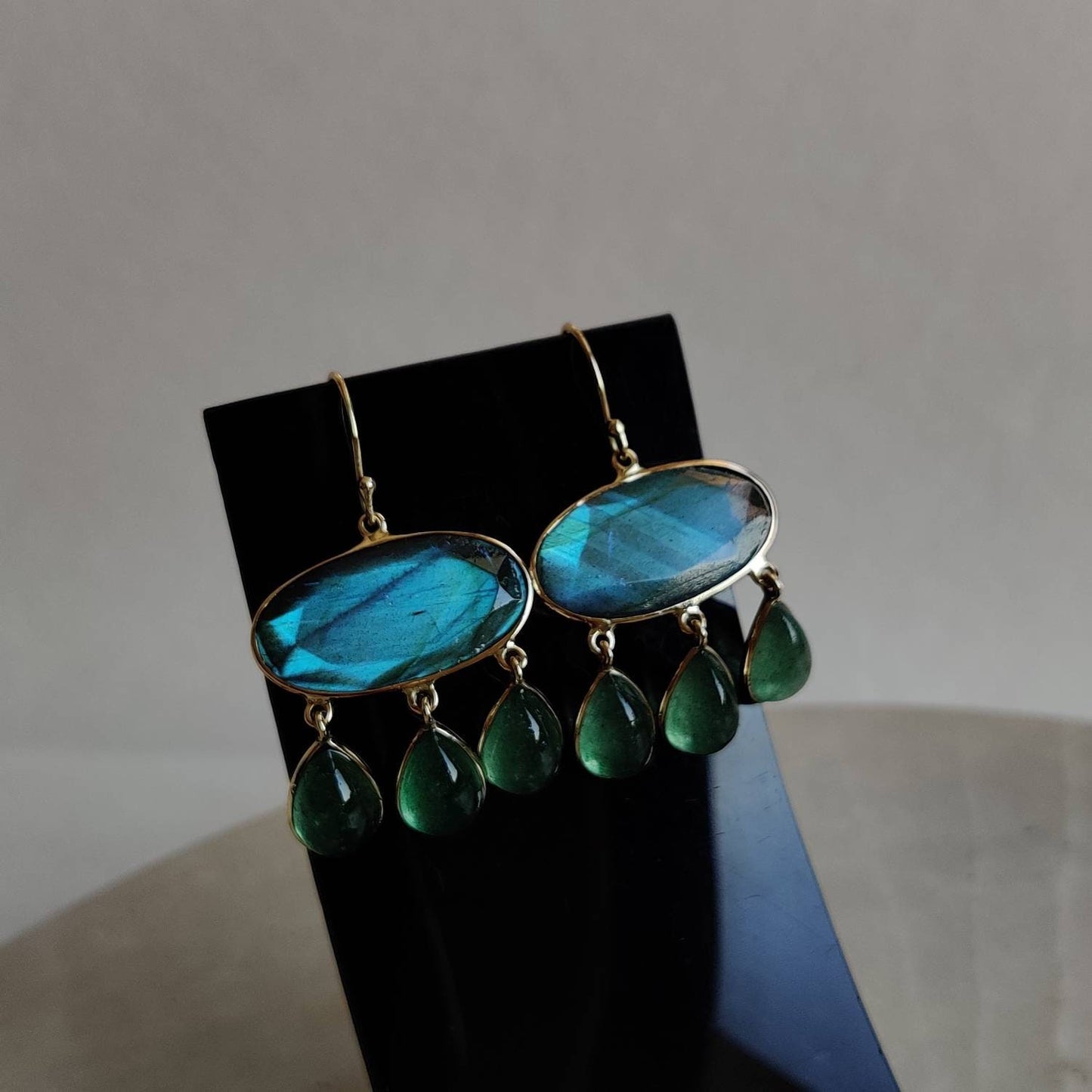 14K Gold Labradorite Earrings, Natural Labradorite With Aventurine Earrings, 14K Solid Gold Earrings, November Birthstone, Drop Earrings,