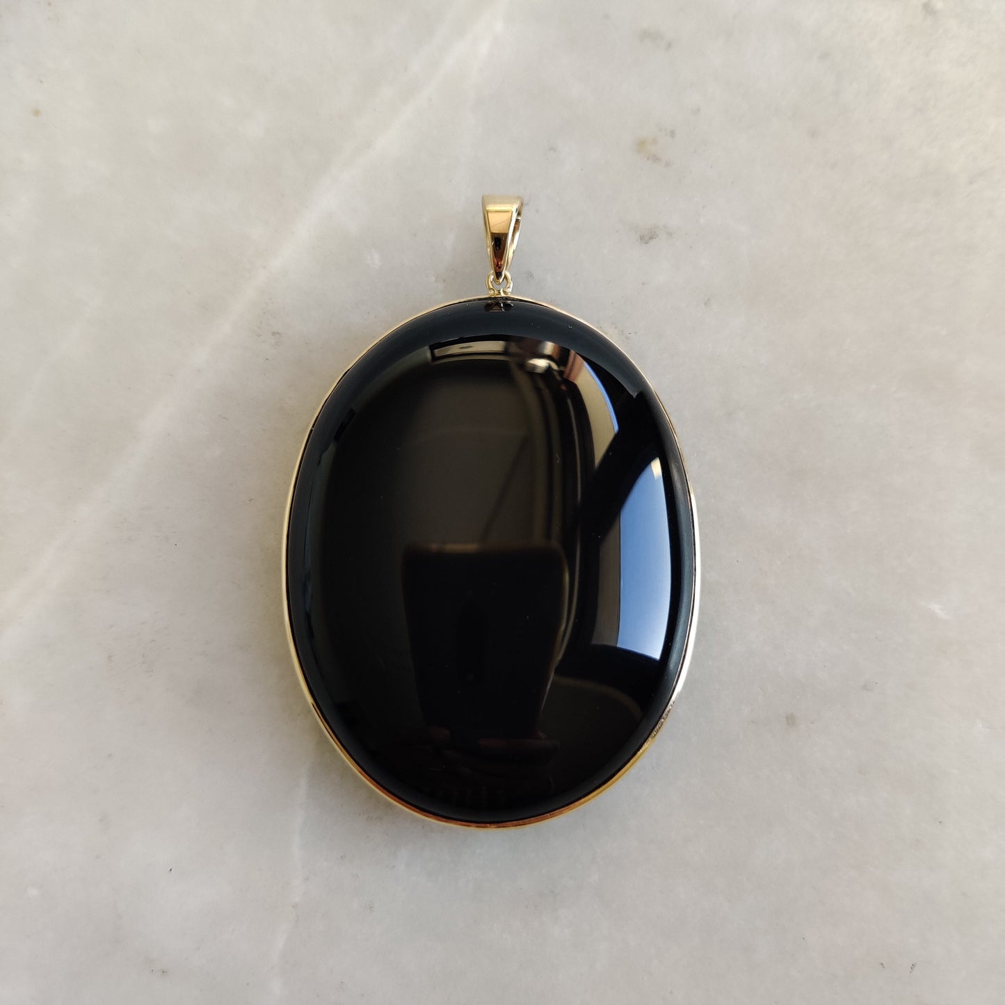 Natural Black Onyx Pendant, 14K Solid Yellow Gold Black Onyx Pendant, Solid Gold Pendant Necklace, December Birthstone, Christmas Present