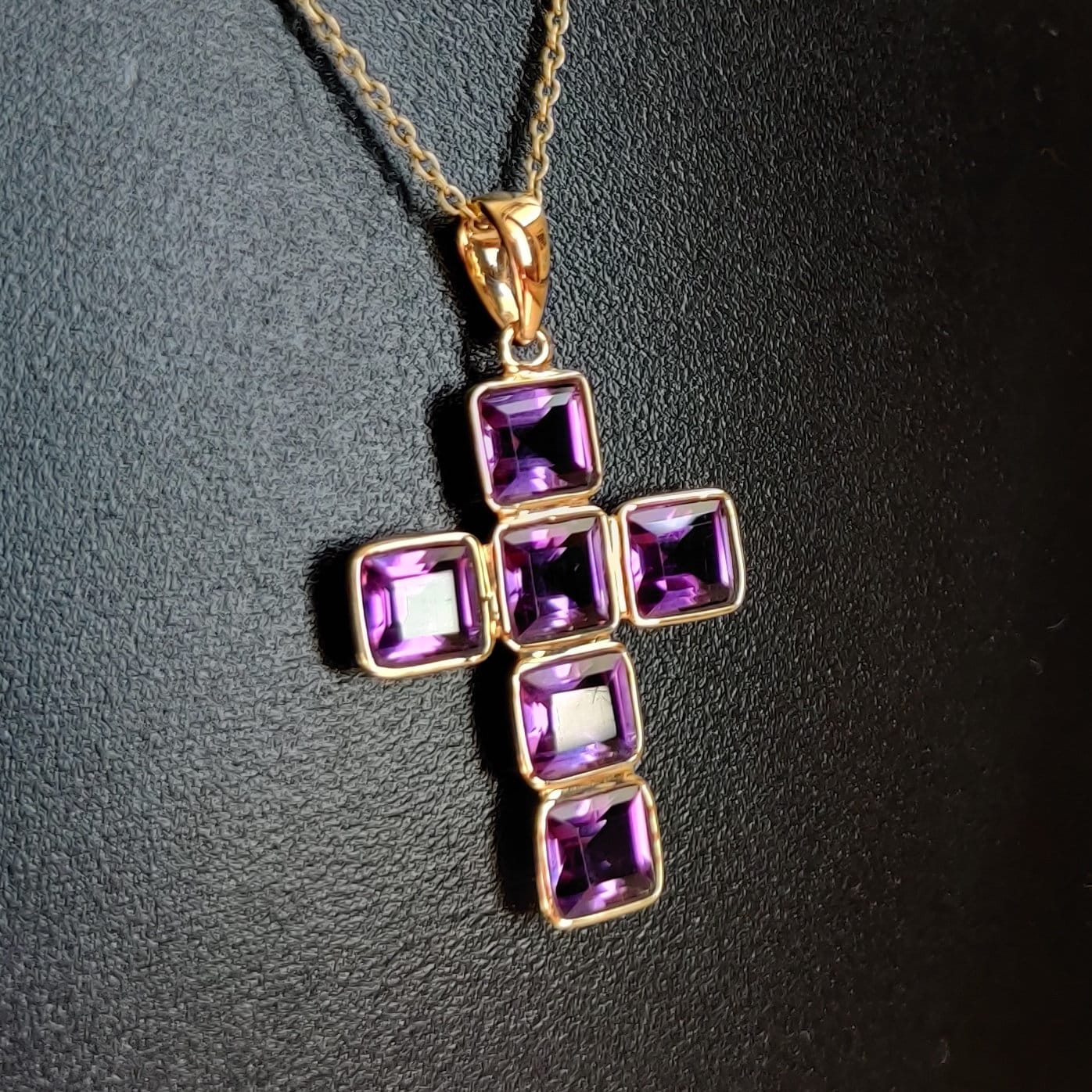 Natural Purple Amethyst Cross Pendant, 14K Solid Yellow Gold Cross Pendant, Religious Pendant, February Birthstone, Holy Cross Pendant