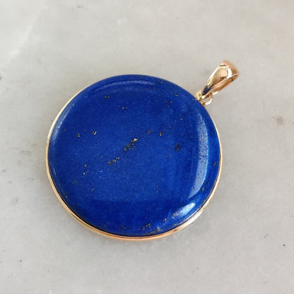 Natural Lapis Lazuli Pendant, 14K Yellow Gold Lapis Lazuli Pendant, Solid Gold Lapis Bezel Pendant, September Birthstone, Christmas Gift