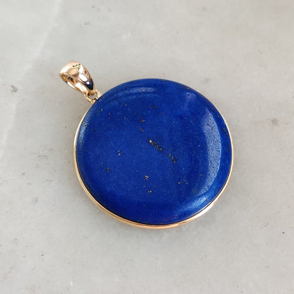 Natural Lapis Lazuli Pendant, 14K Yellow Gold Lapis Lazuli Pendant, Solid Gold Lapis Bezel Pendant, September Birthstone, Christmas Gift