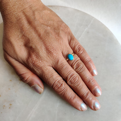 Natural Turquoise Ring,14K Solid Gold Ring,14k Gold Turquoise Ring, Natural Turquoise Bezel Ring, December Birthstone, Turquoise Jewelry