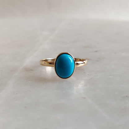 Natural Turquoise Ring,14K Solid Gold Ring,14k Gold Turquoise Ring, Natural Turquoise Bezel Ring, December Birthstone, Turquoise Jewelry