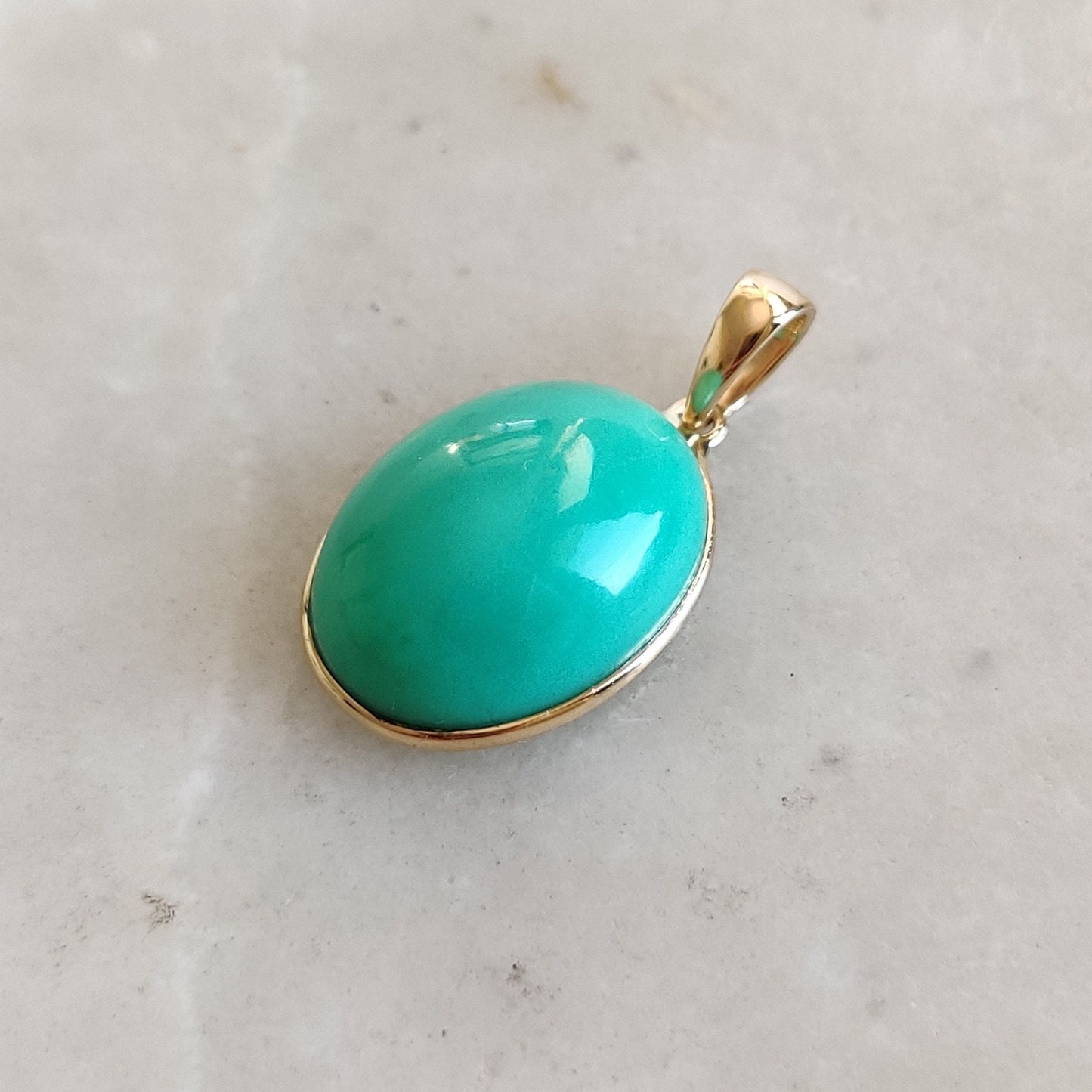 14k Solid Gold Chrysoprase Pendant, Chrysoprase Yellow Gold Pendant, Chrysoprase Gold Jewelry, Christmas Gift, May Birthstone, Bezel Pendant