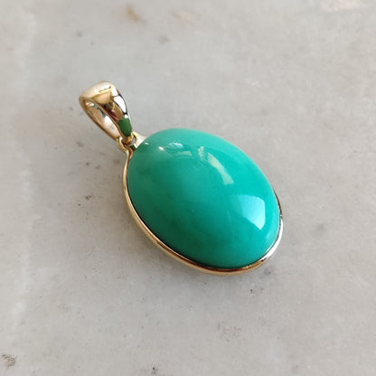 14k Solid Gold Chrysoprase Pendant, Chrysoprase Yellow Gold Pendant, Chrysoprase Gold Jewelry, Christmas Gift, May Birthstone, Bezel Pendant