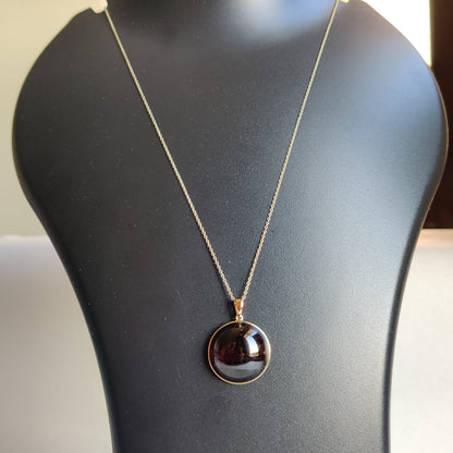 Natural Garnet Pendant, 14K Solid Gold Garnet Pendant, Solid Gold Pendant Necklace, January Birthstone, Bezel Pendant, Christmas Present