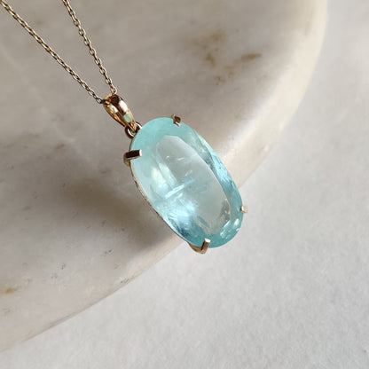 Natural Aquamarine Pendant, 14K Solid Gold Aquamarine Pendant, Solid Gold Pendant Necklace, March Birthstone, Dainty Pendent, Christmas Gift