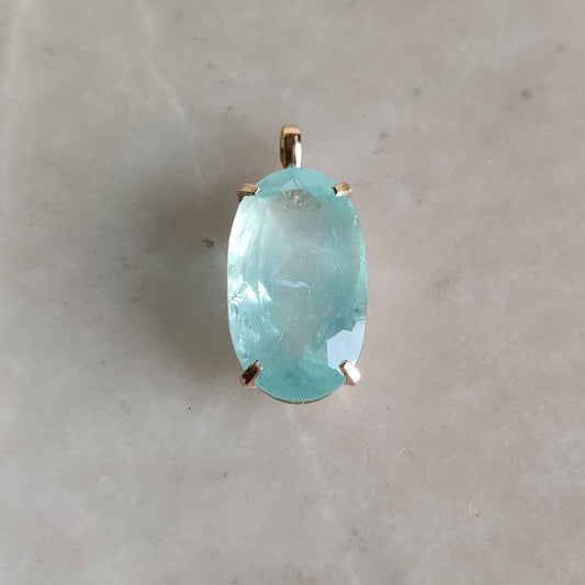 Natural Aquamarine Pendant, 14K Solid Gold Aquamarine Pendant, Solid Gold Pendant Necklace, March Birthstone, Dainty Pendent, Christmas Gift