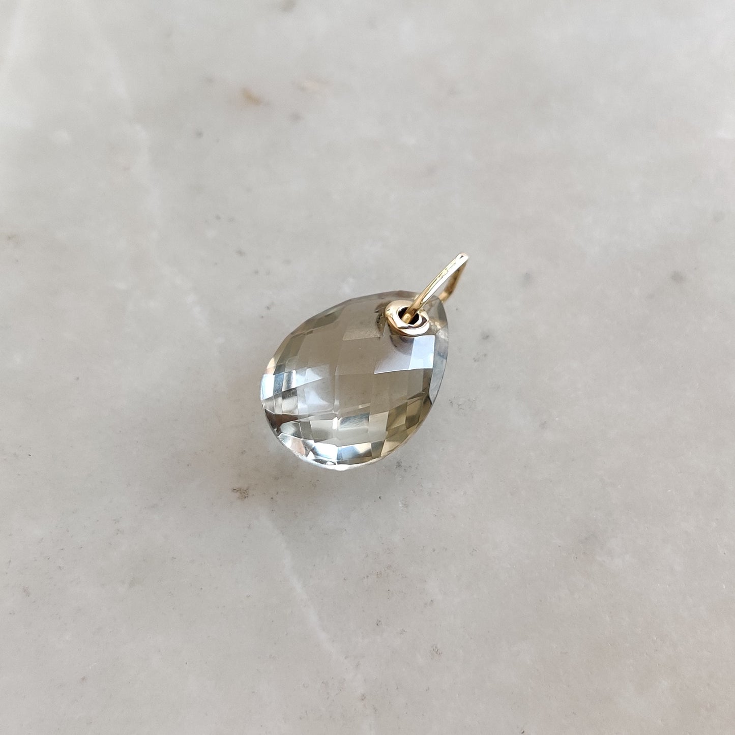 Natural Green Amethyst Pendant, 14K Solid Gold Green Amethyst Pendant, Solid Gold Drill Pendant, February Birthstone, Drill Pendant