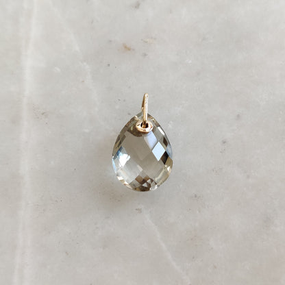 Natural Green Amethyst Pendant, 14K Solid Gold Green Amethyst Pendant, Solid Gold Drill Pendant, February Birthstone, Drill Pendant