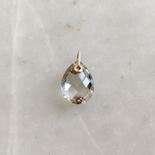 Natural Green Amethyst Pendant, 14K Solid Gold Green Amethyst Pendant, Solid Gold Drill Pendant, February Birthstone, Drill Pendant