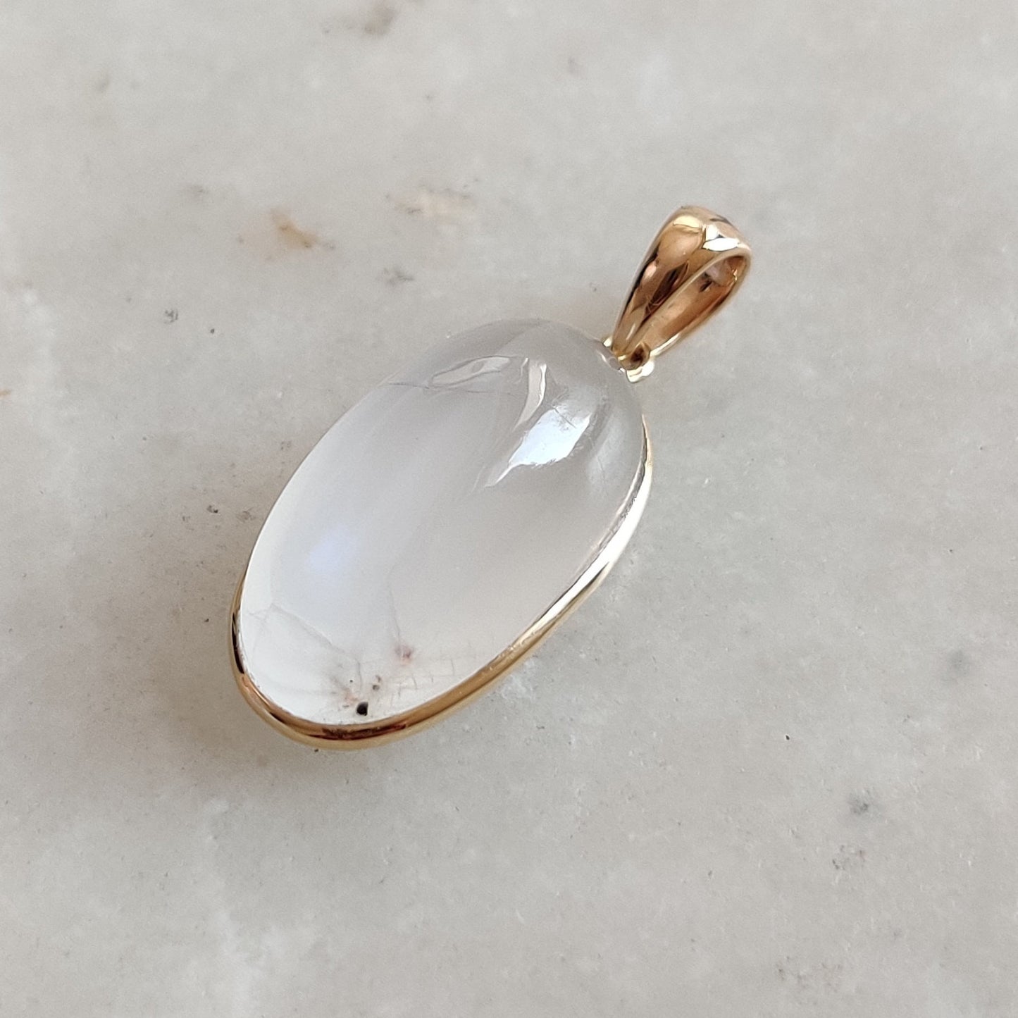 Natural Rainbow Moonstone Necklace, 14K Solid Yelloe Gold Moonstone Pendant, Blue Moonstone Jewelry, Christmas Gift, June Birthstone