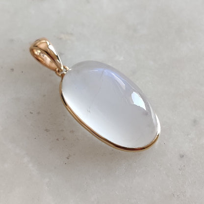 Natural Rainbow Moonstone Necklace, 14K Solid Yelloe Gold Moonstone Pendant, Blue Moonstone Jewelry, Christmas Gift, June Birthstone