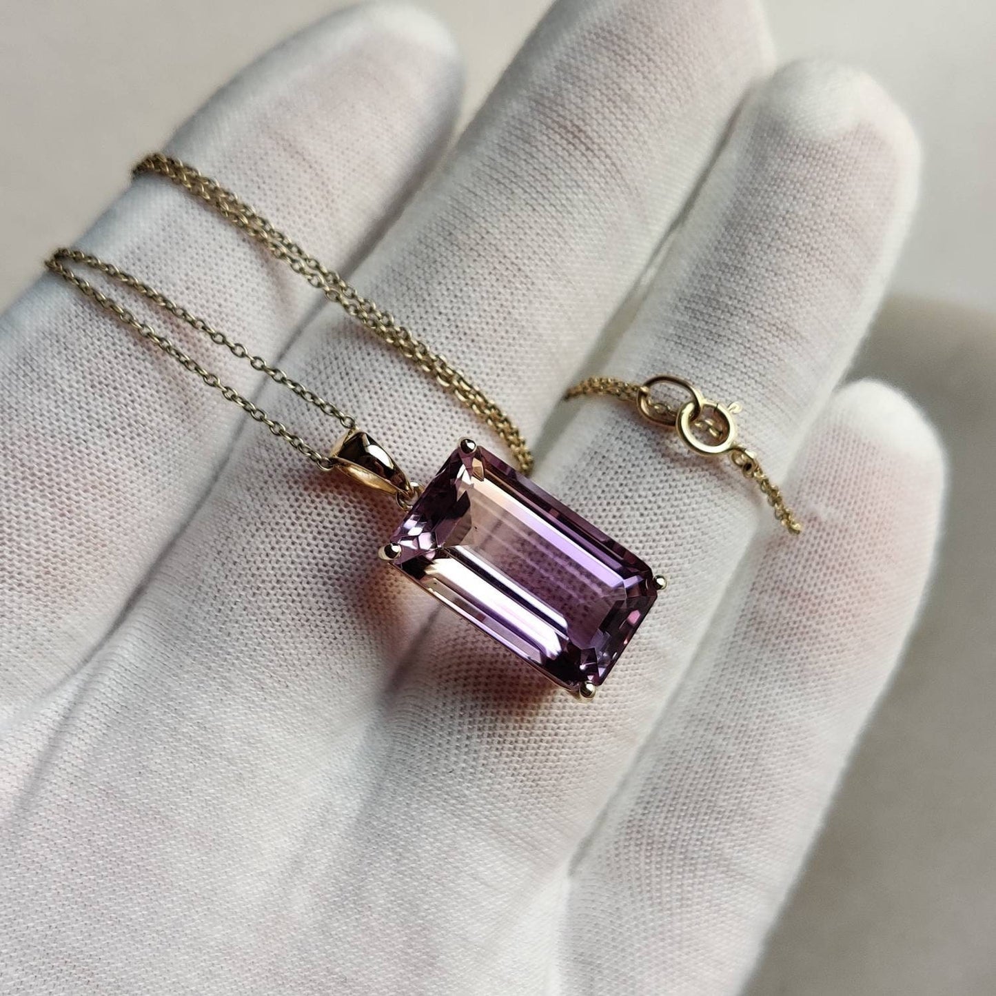 Natural Ametrine Pendant, 14K Solid Yellow Gold Ametrine Pendant, February & November Birthstone, Christmas Present, Ametrine Jewelry