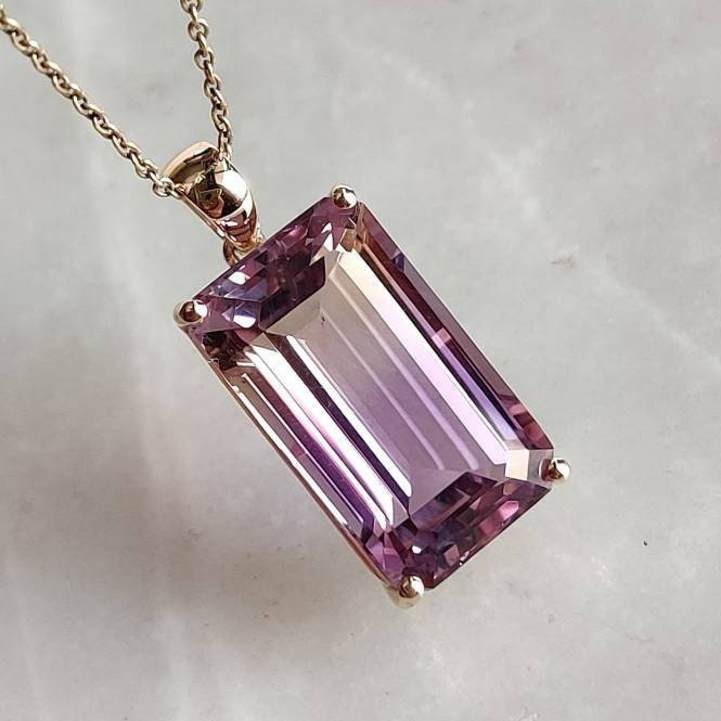 Natural Ametrine Pendant, 14K Solid Yellow Gold Ametrine Pendant, February & November Birthstone, Christmas Present, Ametrine Jewelry