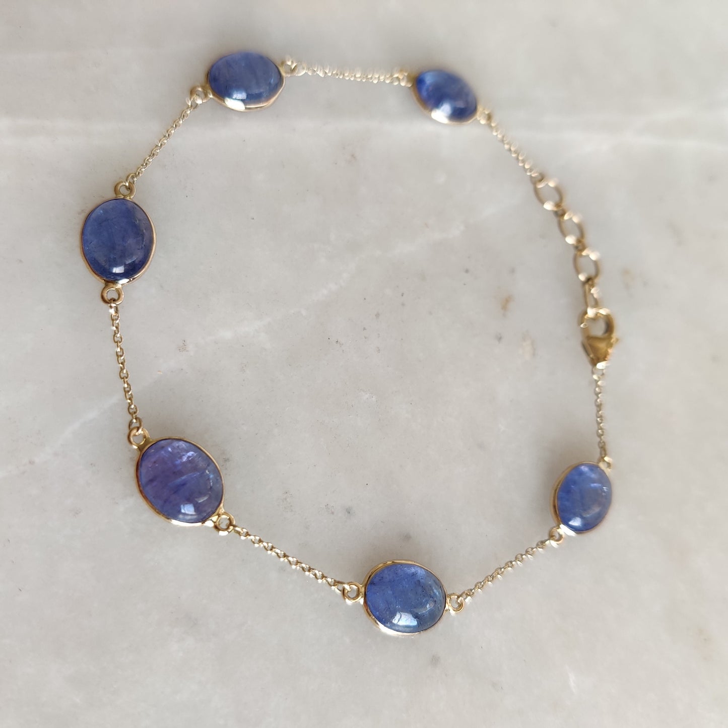 Natural Tanzanite Bracelet, 14K Yellow Gold Tanzanite Bracelet, Chain Bracelet, Dainty Bracelet, December Birthstone, Tanzanite Jewelry