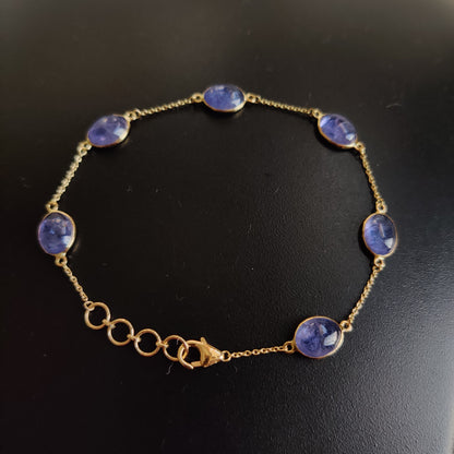 Natural Tanzanite Bracelet, 14K Yellow Gold Tanzanite Bracelet, Chain Bracelet, Dainty Bracelet, December Birthstone, Tanzanite Jewelry