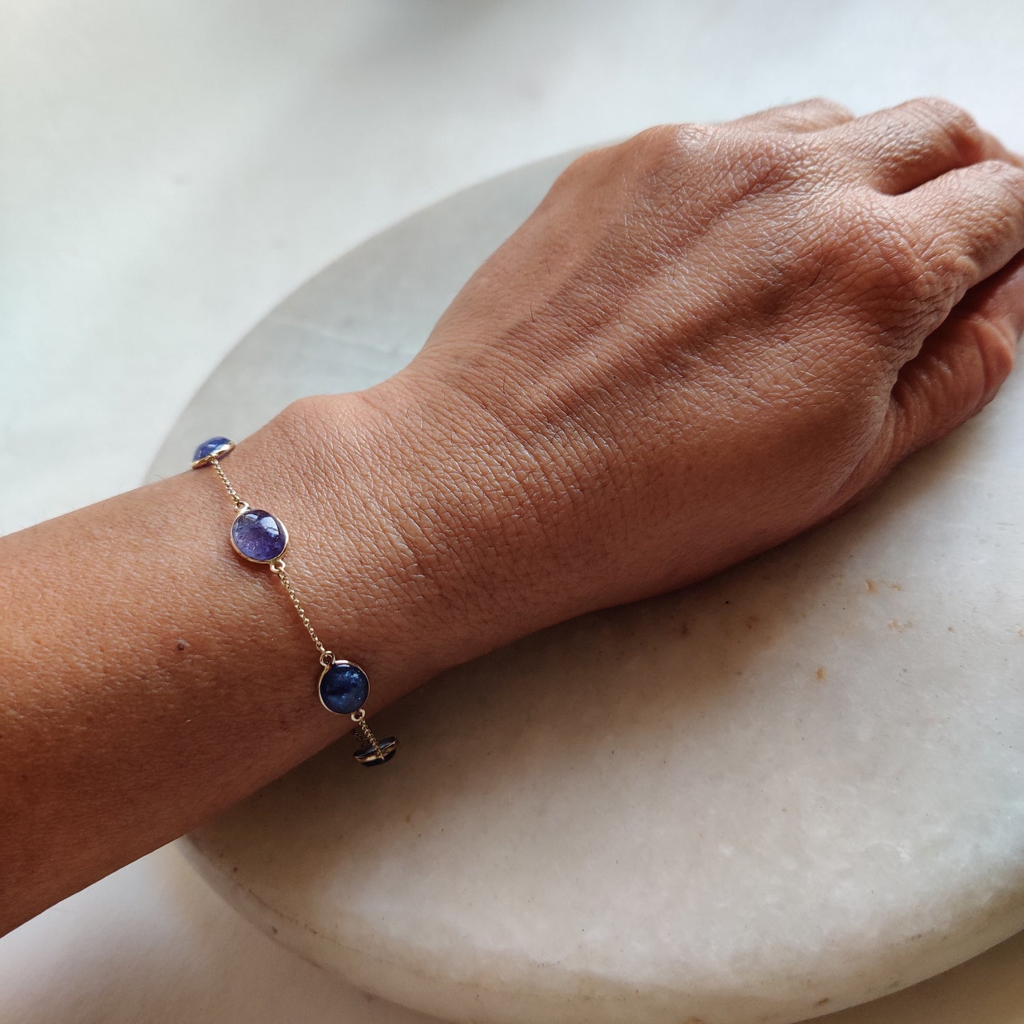 Natural Tanzanite Bracelet, 14K Yellow Gold Tanzanite Bracelet, Chain Bracelet, Dainty Bracelet, December Birthstone, Tanzanite Jewelry