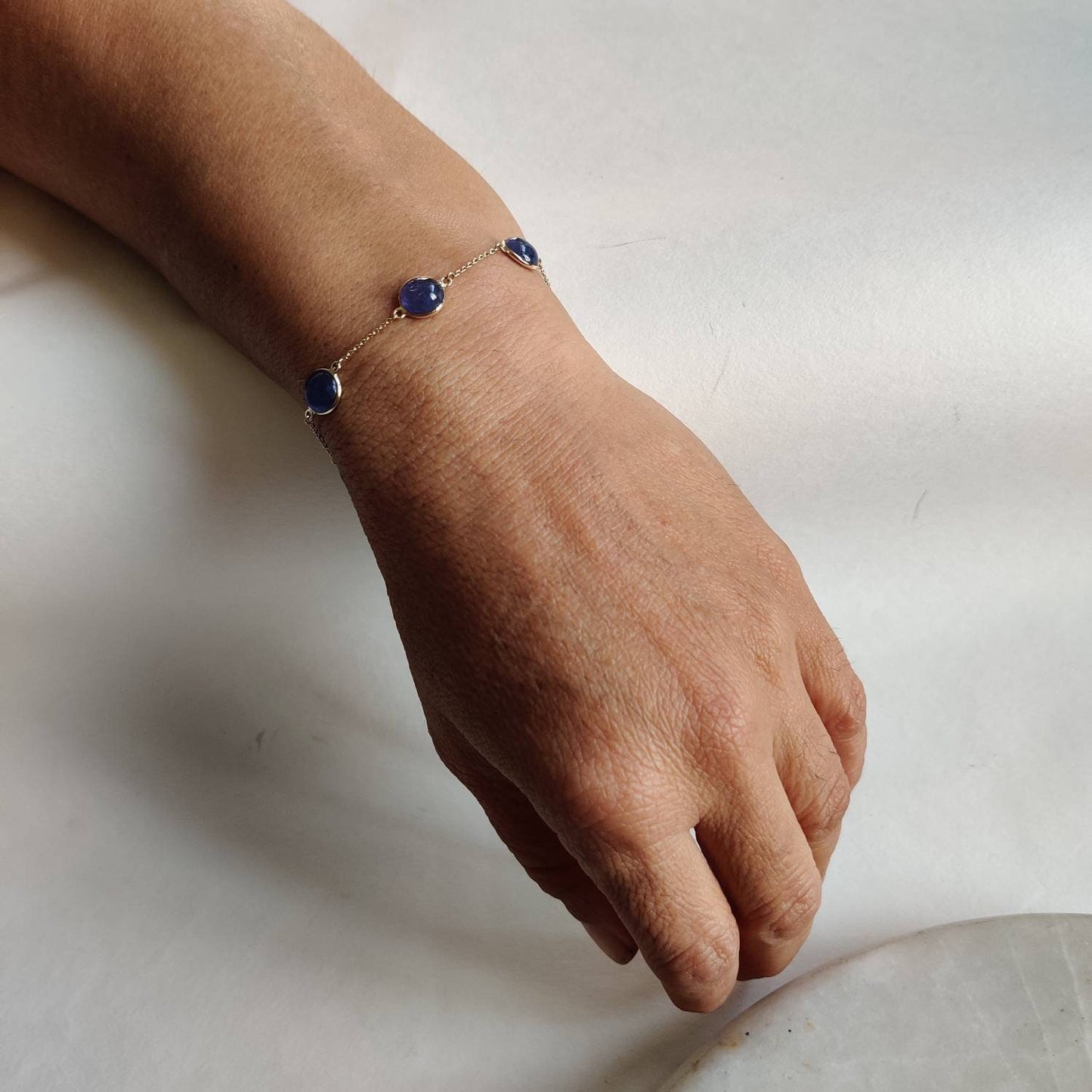 Natural Tanzanite Bracelet, 14K Yellow Gold Tanzanite Bracelet, Chain Bracelet, Dainty Bracelet, December Birthstone, Tanzanite Jewelry