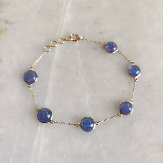 Natural Tanzanite Bracelet, 14K Yellow Gold Tanzanite Bracelet, Chain Bracelet, Dainty Bracelet, December Birthstone, Tanzanite Jewelry