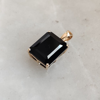 Colgante de ónix negro natural, colgante de ónix negro de oro amarillo macizo de 14 quilates, colgante con piedra natal de diciembre, joyería de ónix negro, regalo de Navidad