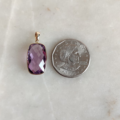 Natural Pink Amethyst Pendant, 14K Solid Gold Pink Amethyst Pendant, Bezel Pendant, February Birthstone, Christmas Gift, Amethyst Jewelry