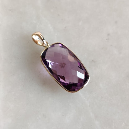 Natural Pink Amethyst Pendant, 14K Solid Gold Pink Amethyst Pendant, Bezel Pendant, February Birthstone, Christmas Gift, Amethyst Jewelry