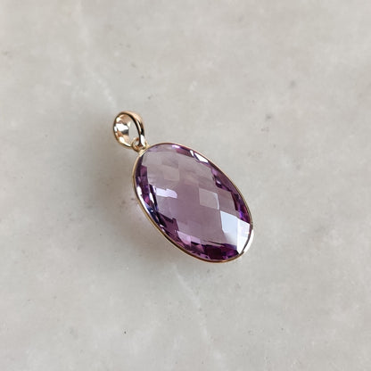 Natural Purple Amethyst Pendant, 14K Solid Gold Purple Amethyst Pendant, Solid Gold Pendant Necklace, February Birthstone, Christmas Gift