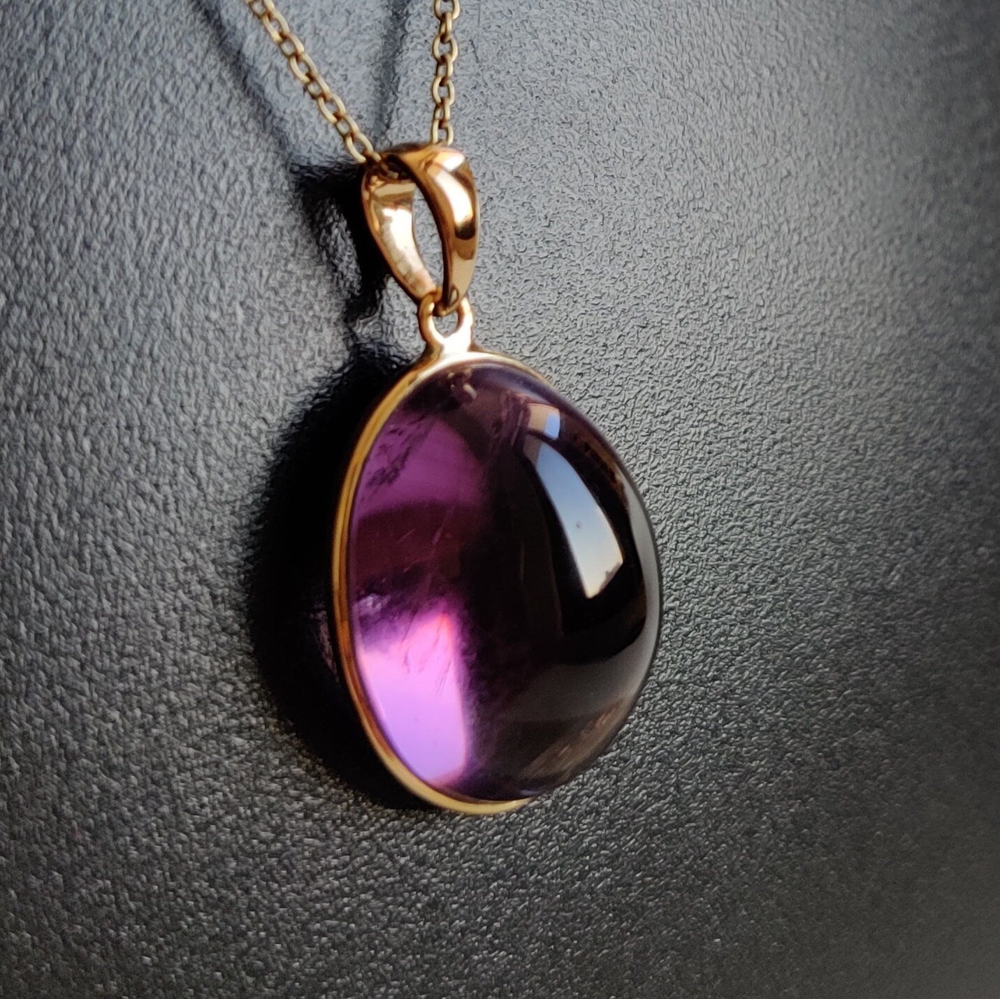 Natural Purple Amethyst Pendant, 14K Solid Gold Purple Amethyst Pendant, Solid Gold Bezel Pendant, February Birthstone, Christmas Gift