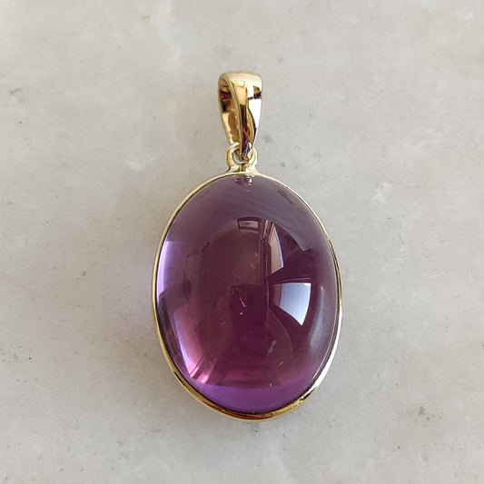 Natural Purple Amethyst Pendant, 14K Solid Gold Purple Amethyst Pendant, Solid Gold Bezel Pendant, February Birthstone, Christmas Gift