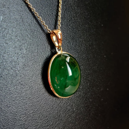 Natural Emerald Pendant, 14K Solid Yellow Gold Emerald Pendant, Solid Gold Pendant Necklace, May Birthstone, Christmas Gift, Emerald Jewelry