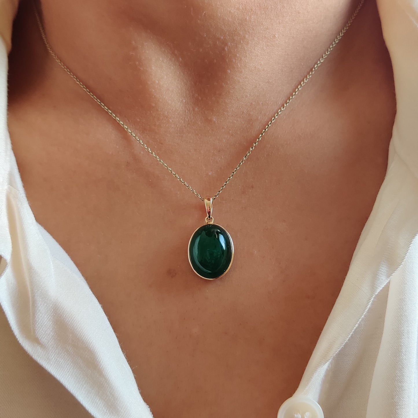 Natural Emerald Pendant, 14K Solid Yellow Gold Emerald Pendant, Solid Gold Pendant Necklace, May Birthstone, Christmas Gift, Emerald Jewelry