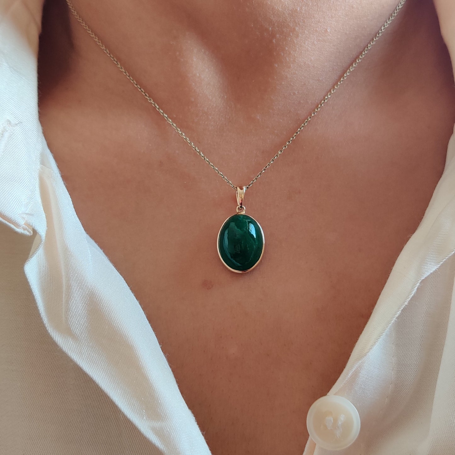 Natural Emerald Pendant, 14K Solid Yellow Gold Emerald Pendant, Solid Gold Pendant Necklace, May Birthstone, Christmas Gift, Emerald Jewelry