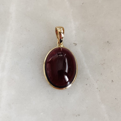 Natural Garnet Pendant, 14K Solid Gold Garnet Pendant, Solid Gold Pendant Necklace, January Birthstone, Christmas Gift, Garnet Jewelry